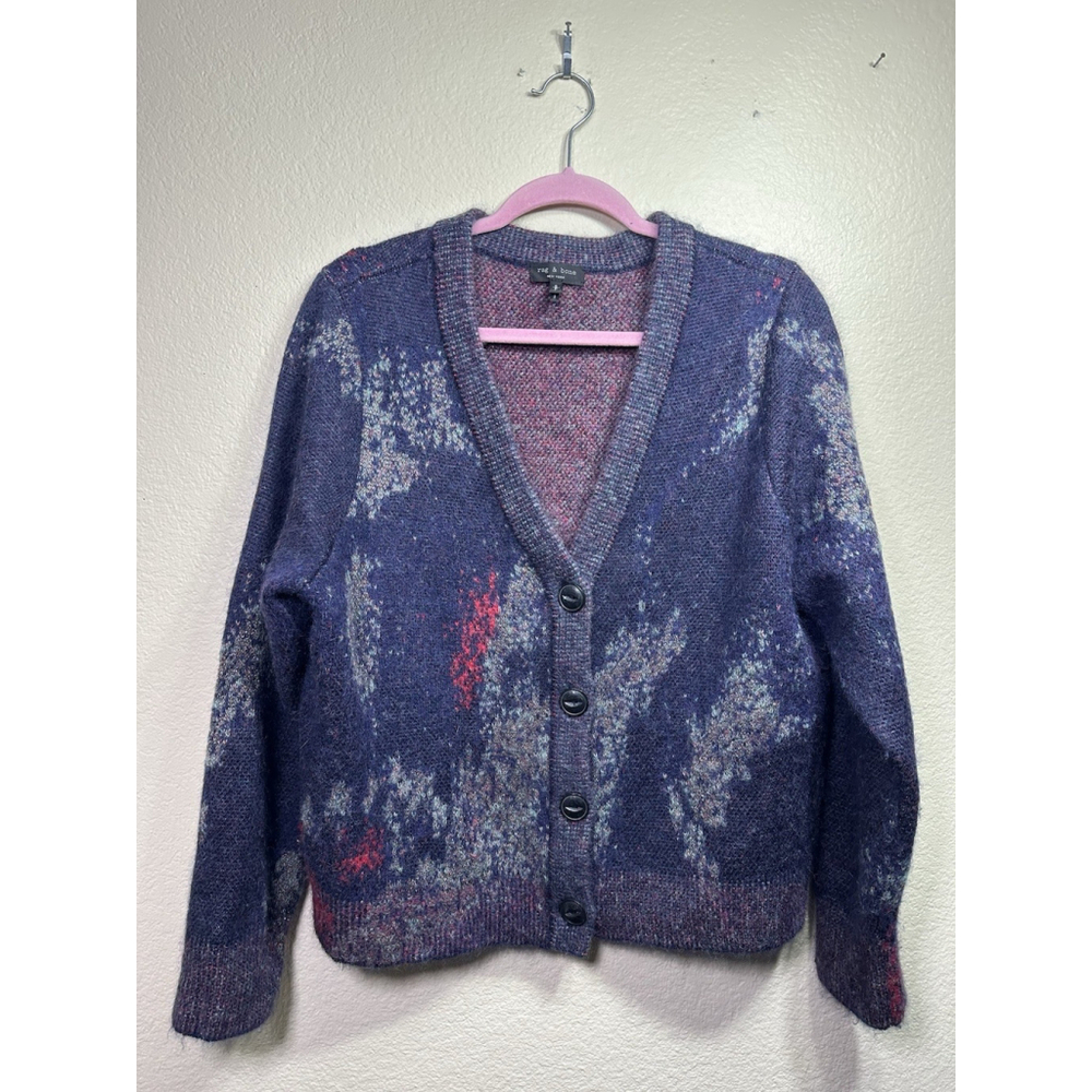 Rag & Bone Mohair Alpaca Metallic Cardigan Sweater  Sm Luxury Artsy Fall Winter